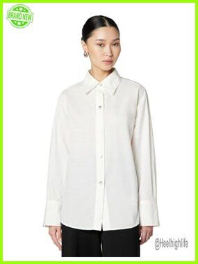 Vince Tie Back Long Sleeve Shirt White Crop Collared Neck